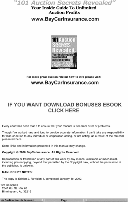 Product picture 101 AUCTION SECRETS REVEALED